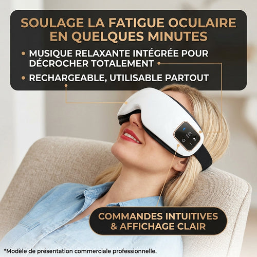 Masseur oculaire Neyria porté pour soulager la fatigue oculaire
